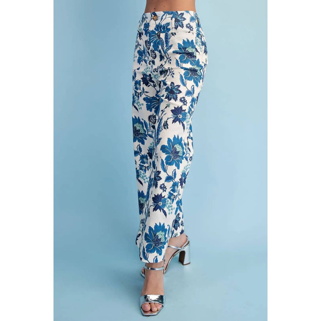 Pants - Floral Ankle Cropped Pants - - Cultured Cloths Apparel