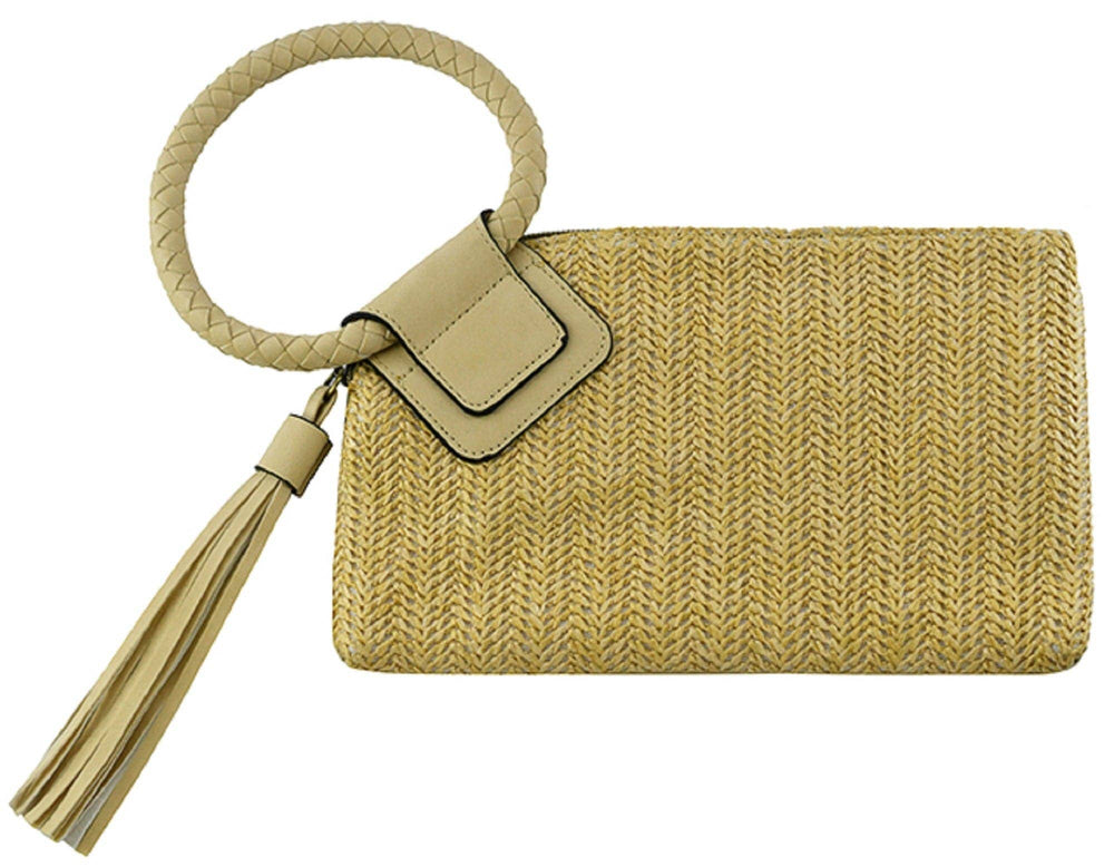- Cheyenne Straw Wristlet/Clutch With Tassel - Ivory - Cultured Cloths Apparel