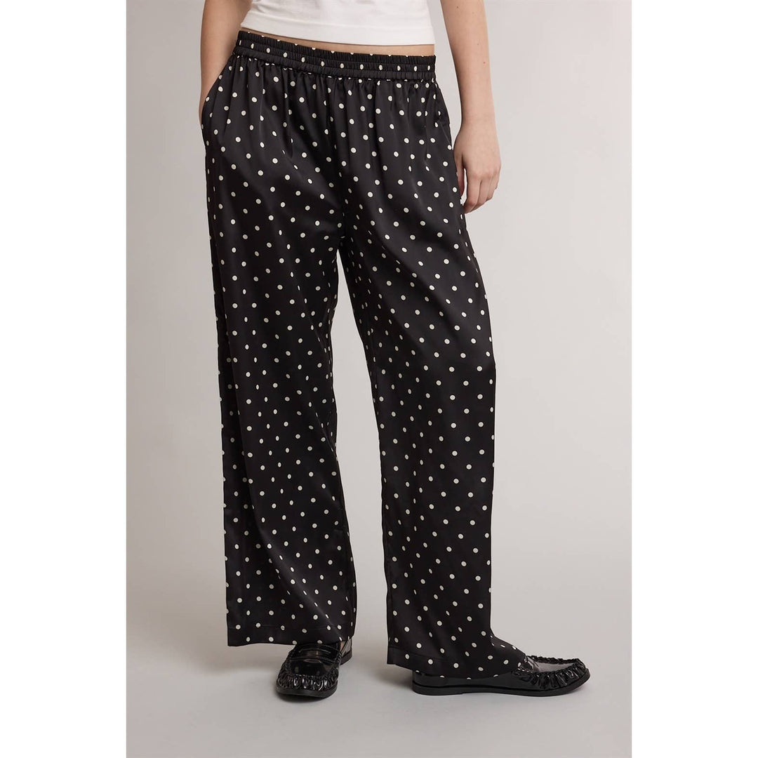 SATIN POLKA DOT WIDE LEG PANTS