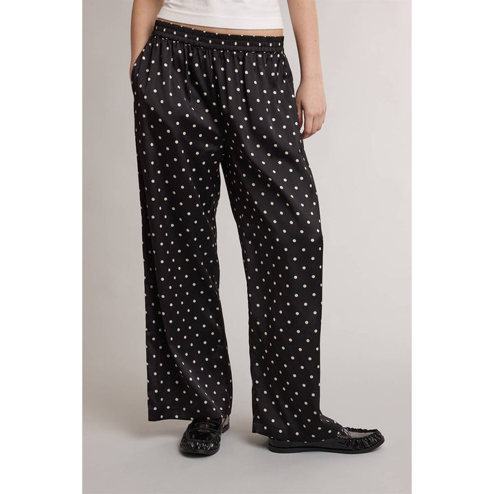 SATIN POLKA DOT WIDE LEG PANTS