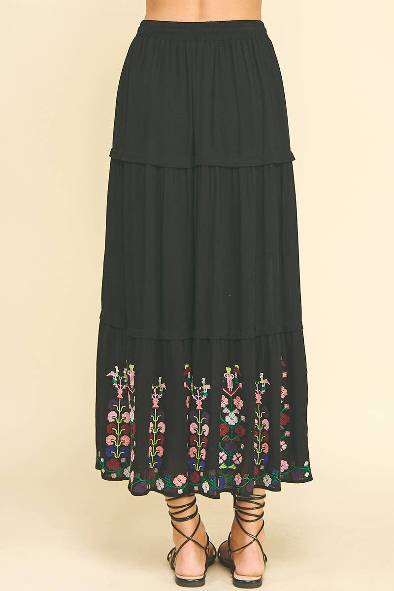 Skirts - FLORAL EMBROIDERED MAXI SKIRTS - - Cultured Cloths Apparel