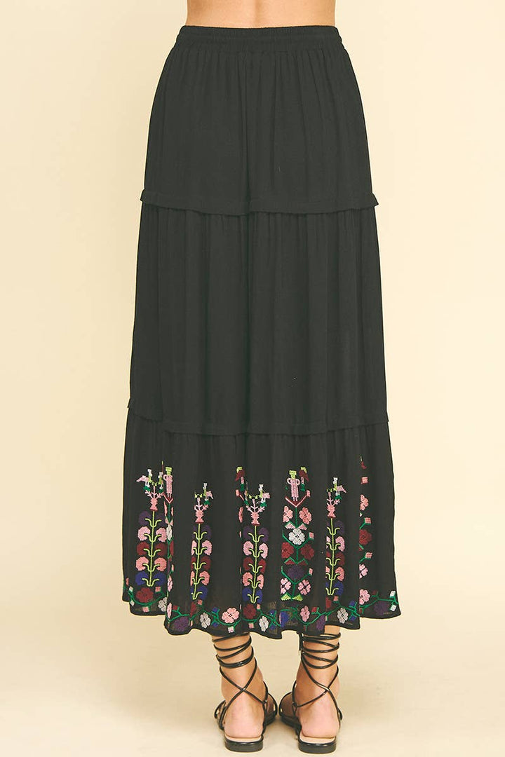 Skirts - FLORAL EMBROIDERED MAXI SKIRTS - - Cultured Cloths Apparel