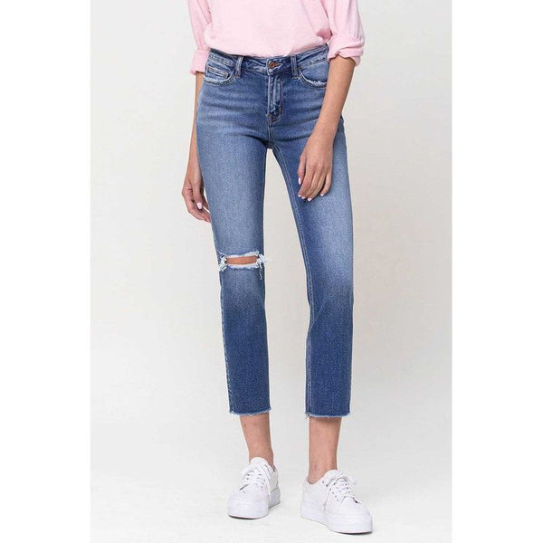 Denim - Mid-Rise Straight Crop Jeans -  - Cultured Cloths Apparel