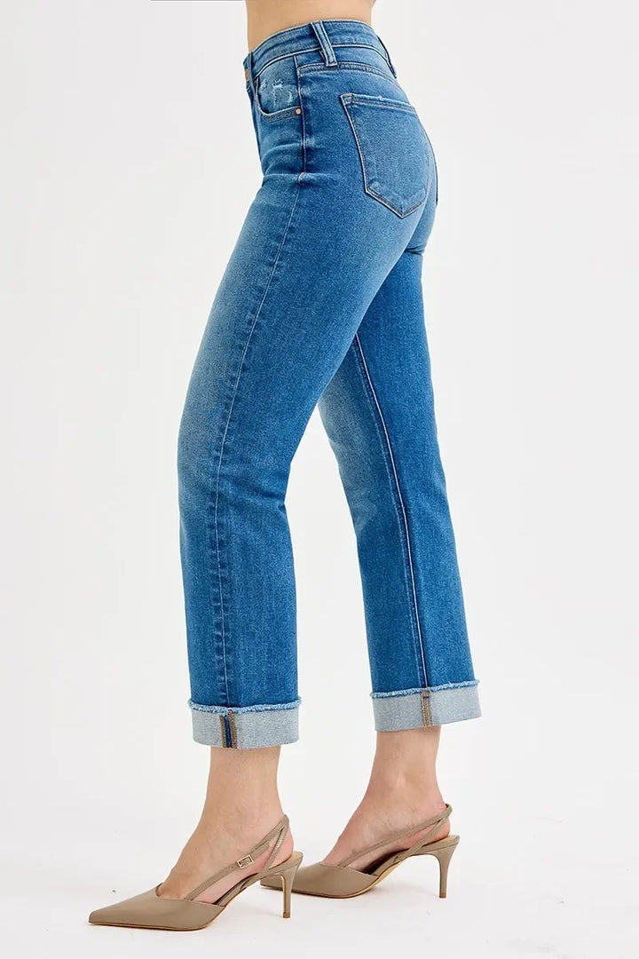 Denim - RISEN Full Size High Rise Boyfriend Fit Ankle Jeans Plus SIze - - Cultured Cloths Apparel