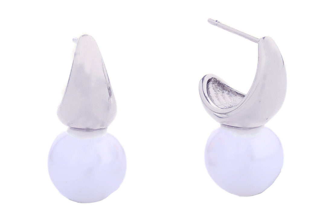 - 14K Pearl Moon Post Earrings - - Cultured Cloths Apparel