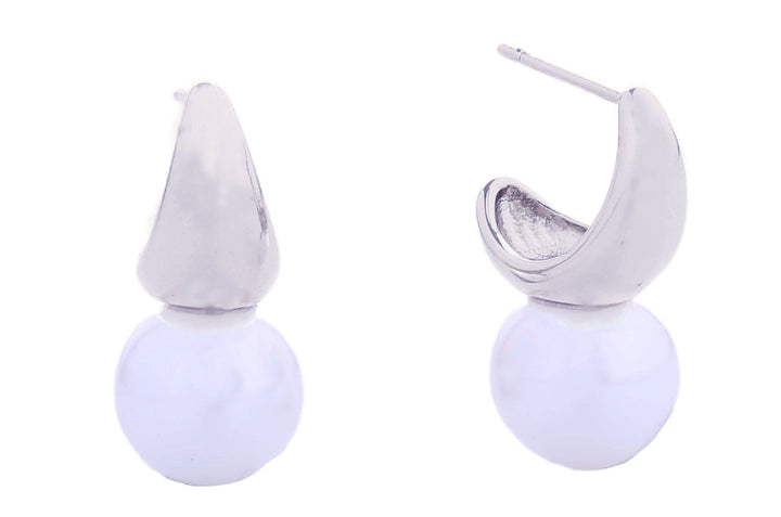- 14K Pearl Moon Post Earrings - - Cultured Cloths Apparel