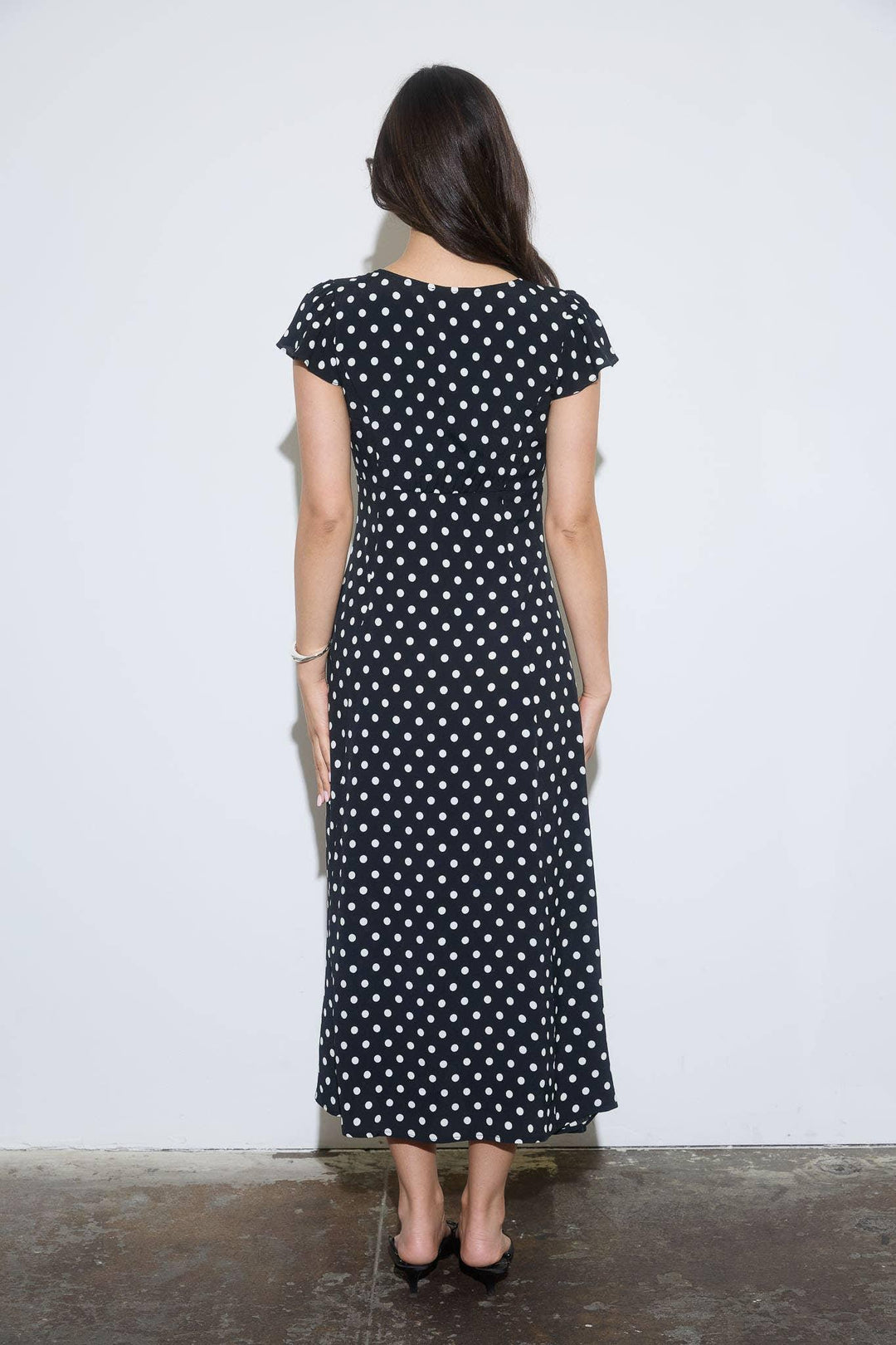 POLKA DOT BUTTON DOWN SHORT SLEEVE MIDI DRESS Cultured Cloths Apparel & Accessories POLKA DOT BUTTON DOWN SHORT SLEEVE MIDI DRESS Cultured Cloths Apparel & Accessories