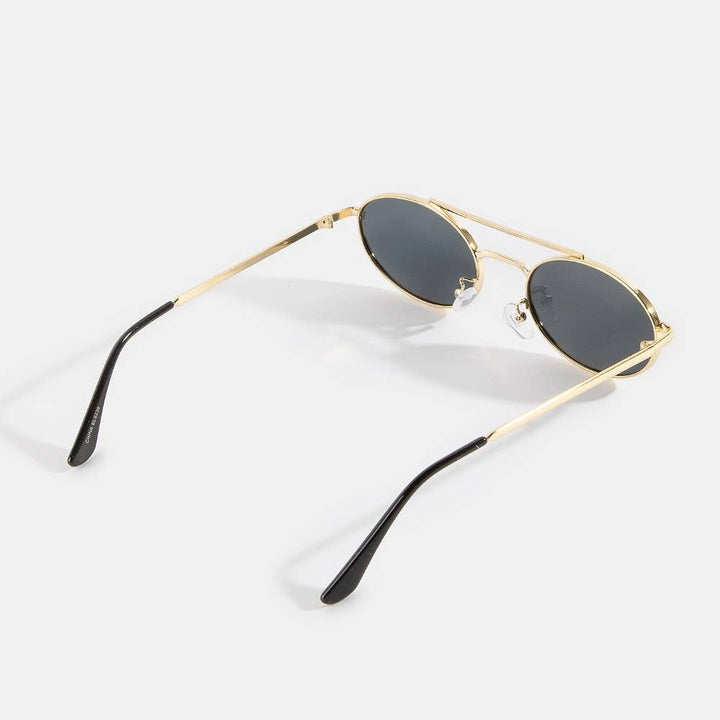 Slim Oval Double Bridge Metal Frame Sunglasses