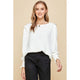 Women's Long Sleeve - Solid Top with Detailed Ruffle Shoulder - Off White - Cultured Cloths Apparel