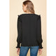 Women's Long Sleeve - Solid Top with Detailed Ruffle Shoulder -  - Cultured Cloths Apparel
