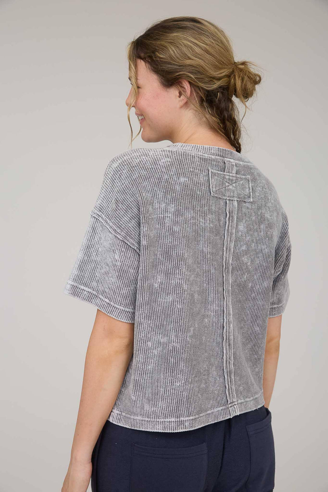 Women's Short Sleeve - WASHED RIBBED SHORT SLEEVE TEE WITH POCKET - - Cultured Cloths Apparel