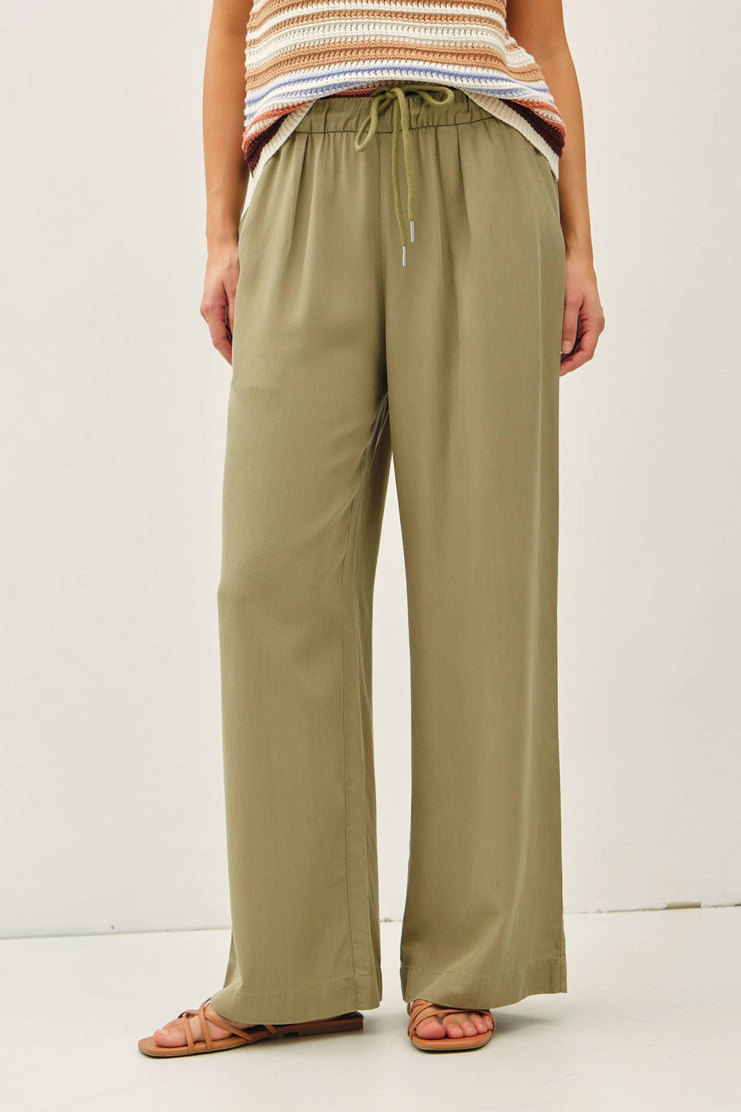 Pants - SAND WASHED FLOWY TENCEL WIDE LEG PANTS - L - Cultured Cloths Apparel