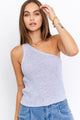 Women's Sleeveless - One Shoulder Tape Yarn Knit Top - LAVENDER - Cultured Cloths Apparel