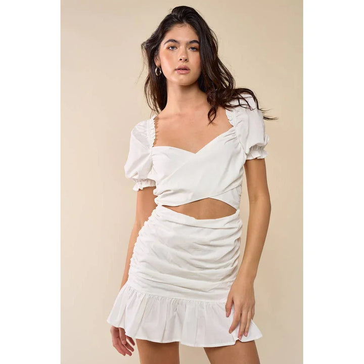 Half Sleeved Cut Out Ruffled Back Ribbon Dress – Cultured Cloths Apparel & Accessories