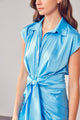 Women's Dresses - COLLAR BUTTON UP FRONT TIE DRESS -  - Cultured Cloths Apparel