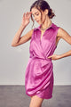 Women's Dresses - Collar Wrap Dress - PURPLE BERRY - Cultured Cloths Apparel