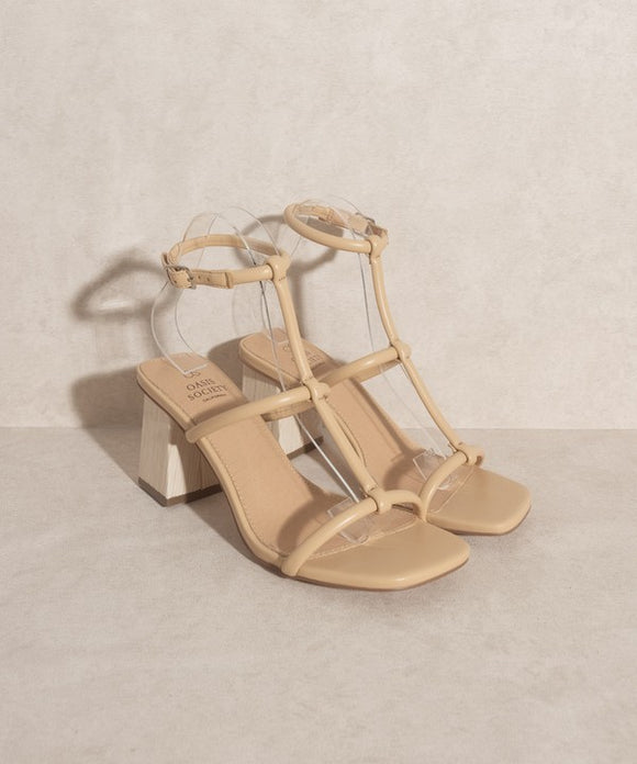 Shoes - OASIS SOCIETY Sofia   Wooden Heel Sandals - NUDE - Cultured Cloths Apparel