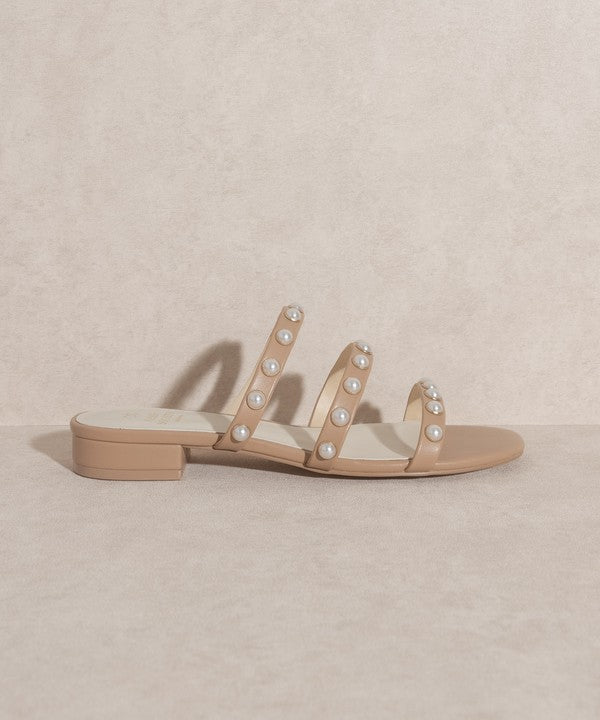 Shoes - OASIS SOCIETY Valerie - Pearl Flat Sandals - NUDE - Cultured Cloths Apparel