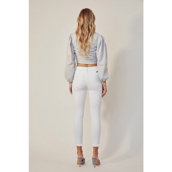 Denim - HIGH RISE ANKLE SKINNY WHITE JEANS -  - Cultured Cloths Apparel