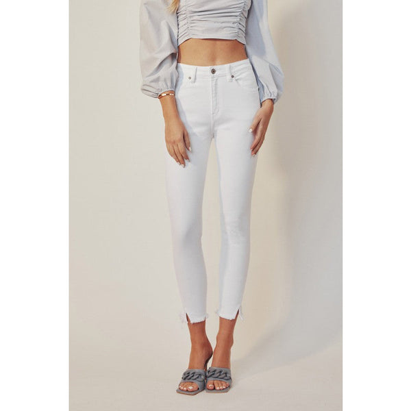 Denim - HIGH RISE ANKLE SKINNY WHITE JEANS -  - Cultured Cloths Apparel