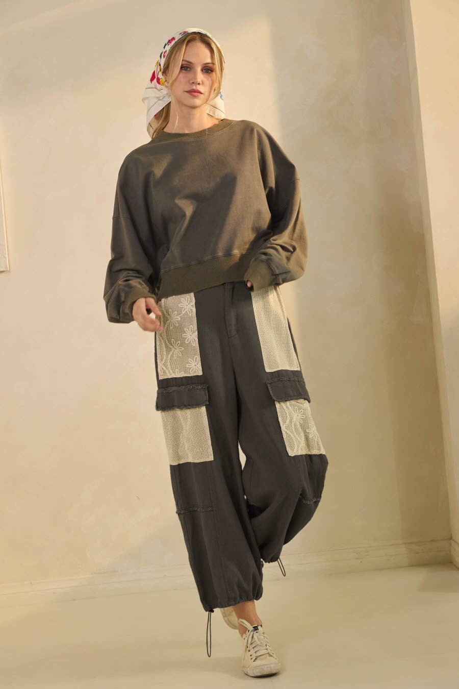 Pants - Cargo-style Wide-leg Pants - Washed Charcoal - Cultured Cloths Apparel