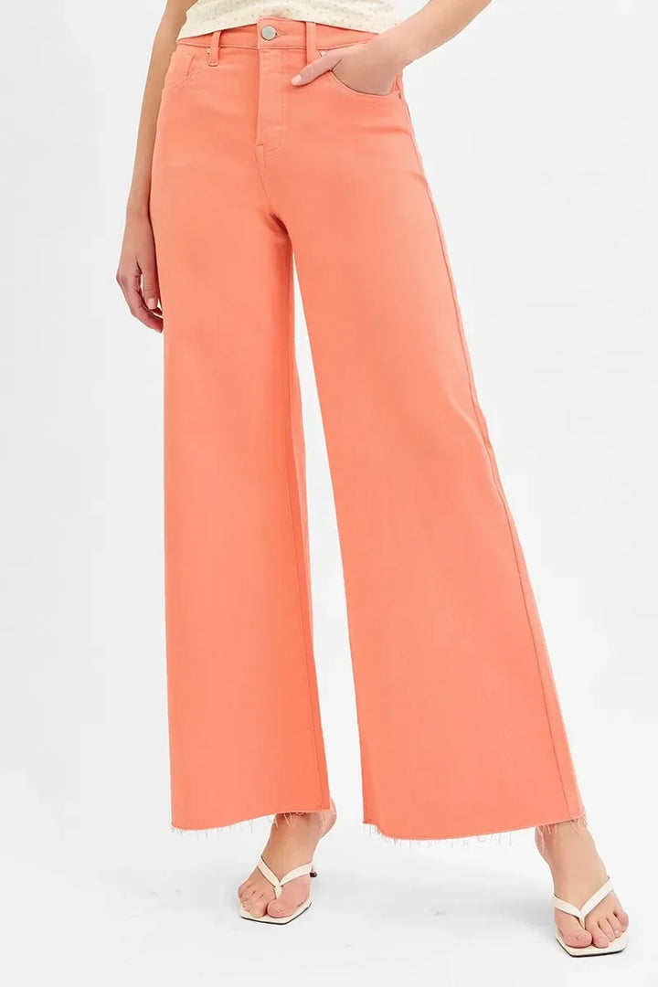 Denim - RISEN Full Size Tummy Control High Rise Wide Leg Palazzo Jeans - - Cultured Cloths Apparel