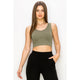 Athleisure - Ribbed Cropped Tank with Reversible Neckline - Smoky Olive - Cultured Cloths Apparel