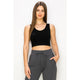 Athleisure - Ribbed Cropped Tank with Reversible Neckline - Black - Cultured Cloths Apparel