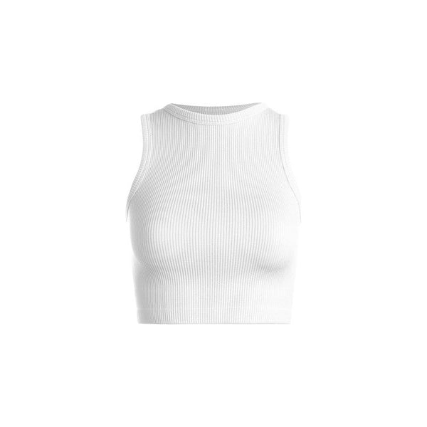 Athleisure - Thick Ribbed Cropped Tank - White - Cultured Cloths Apparel