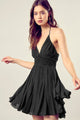  - Lace Trim with Back Drawstring Dress - BLACK - Cultured Cloths Apparel
