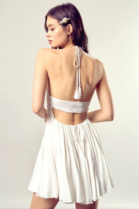  - Lace Trim with Back Drawstring Dress -  - Cultured Cloths Apparel