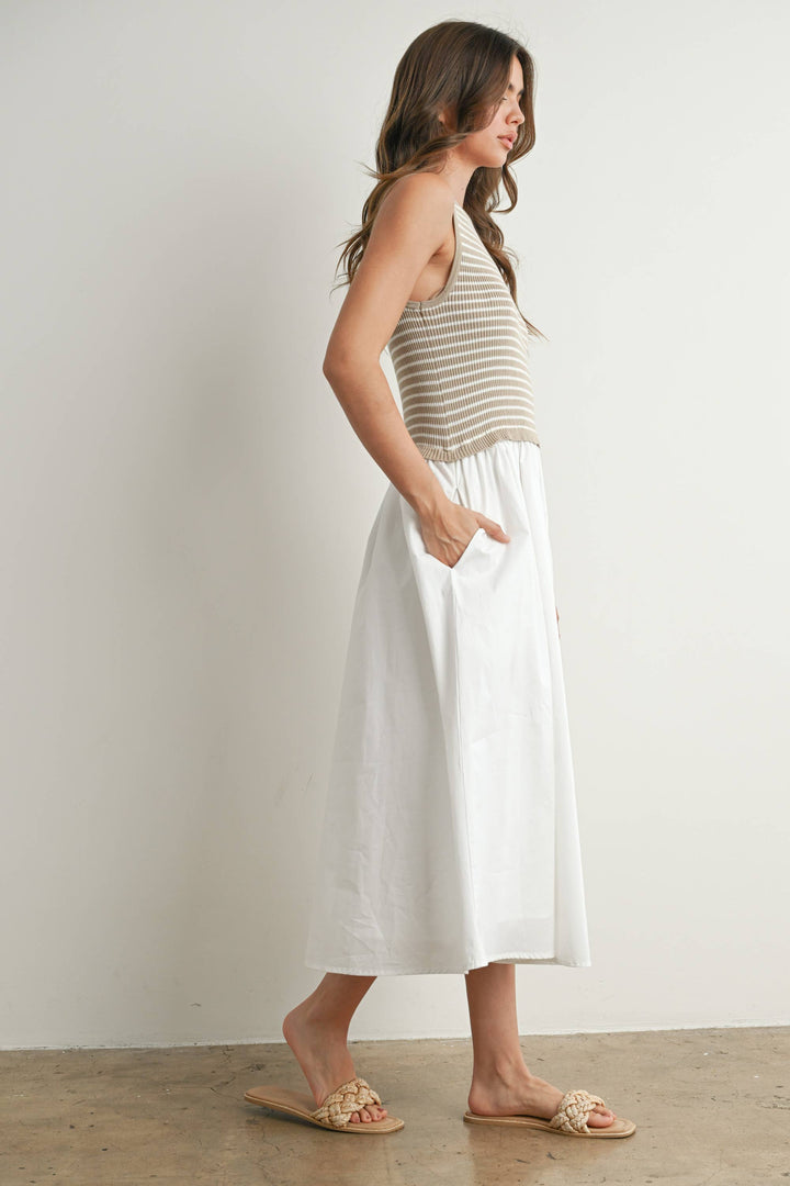 Dresses - Striped Sleeveless Maxi Dress with PocketS - - Cultured Cloths Apparel