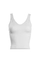 Athleisure - V Neck Contour Rib Crop Tank - White - Cultured Cloths Apparel