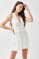  - Halter Neck Smocked Ruffle Dress - OFF WHITE - Cultured Cloths Apparel