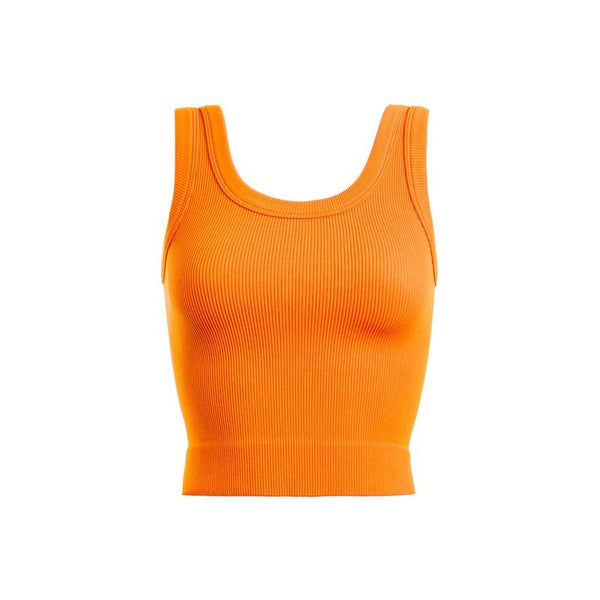 Athleisure - Thick Ribbed Cropped Sleeveless Tank - Orange - Cultured Cloths Apparel
