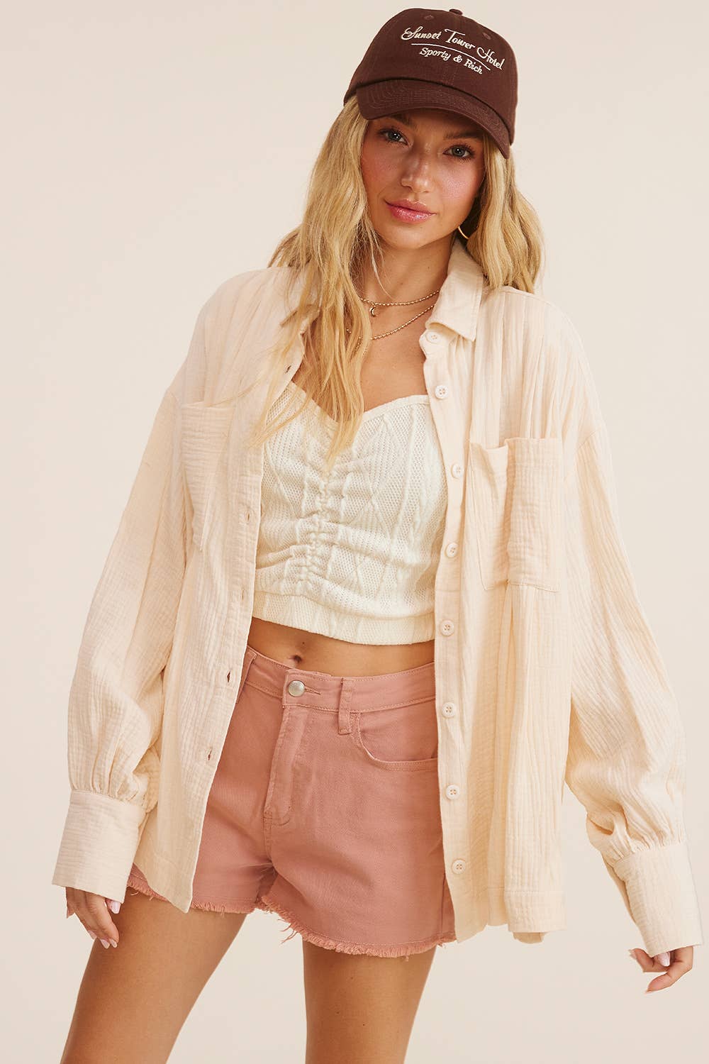 Women's Long Sleeve - Gauze Button-Down Shirt - - Cultured Cloths Apparel