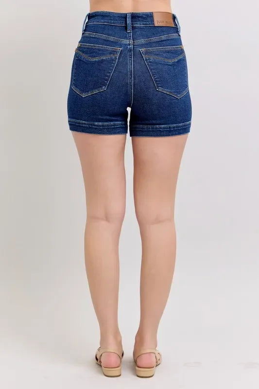 Women's Shorts - Judy Blue Full Size High Waist Tummy Control Denim Shorts - - Cultured Cloths Apparel