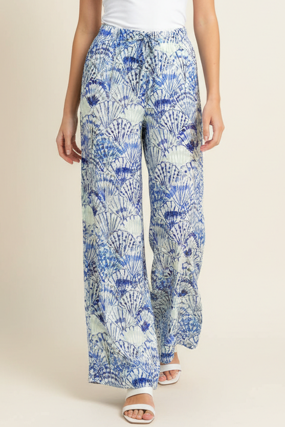 Pants - HIGH-WAISTED WIDE LEG SEASHELL PANTS - - Cultured Cloths Apparel
