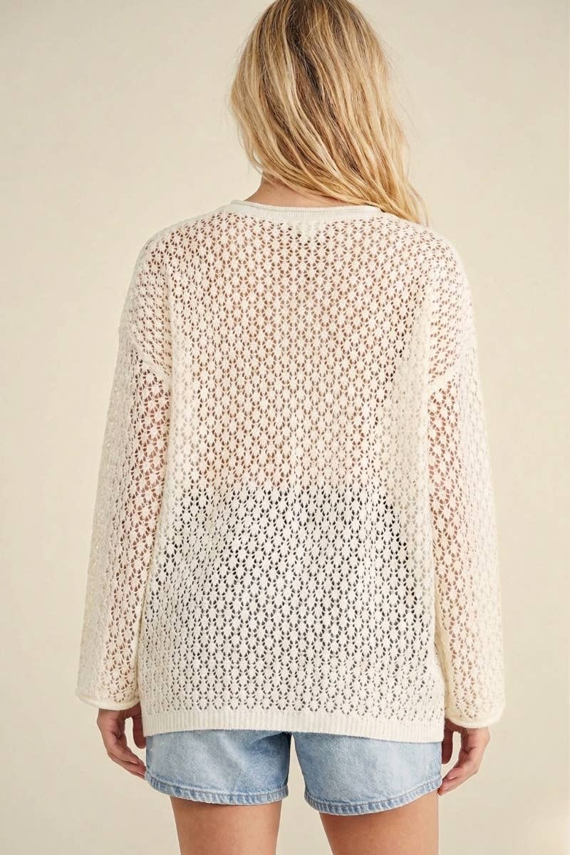 U.S.A Flag Patchwork Open Knit Top