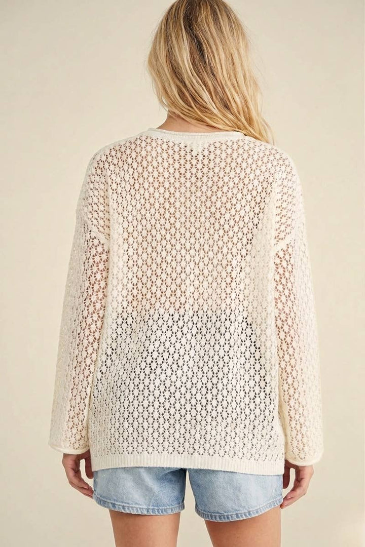 U.S.A Flag Patchwork Open Knit Top