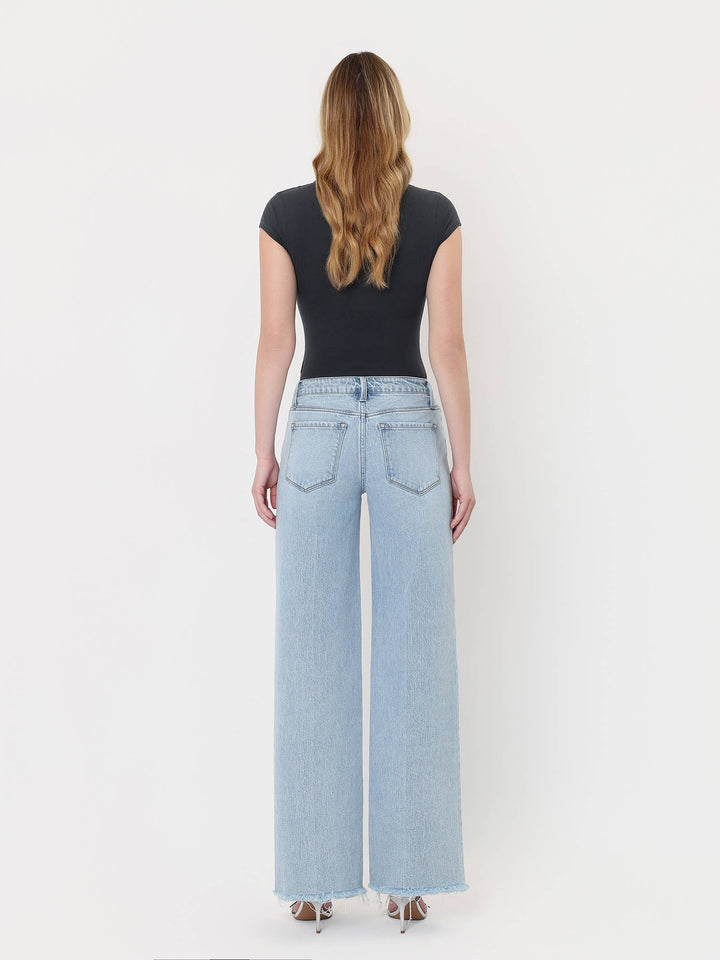 Denim - HIGH RISE TROUSER FOLD CREASED WIDE JEANS - - Cultured Cloths Apparel