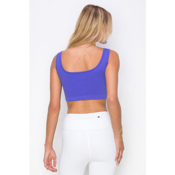 Athleisure - Ribbed Cropped Tank with Reversible Neckline -  - Cultured Cloths Apparel