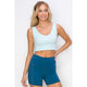 Athleisure - Ribbed Cropped Tank with Reversible Neckline - Baby Blue - Cultured Cloths Apparel