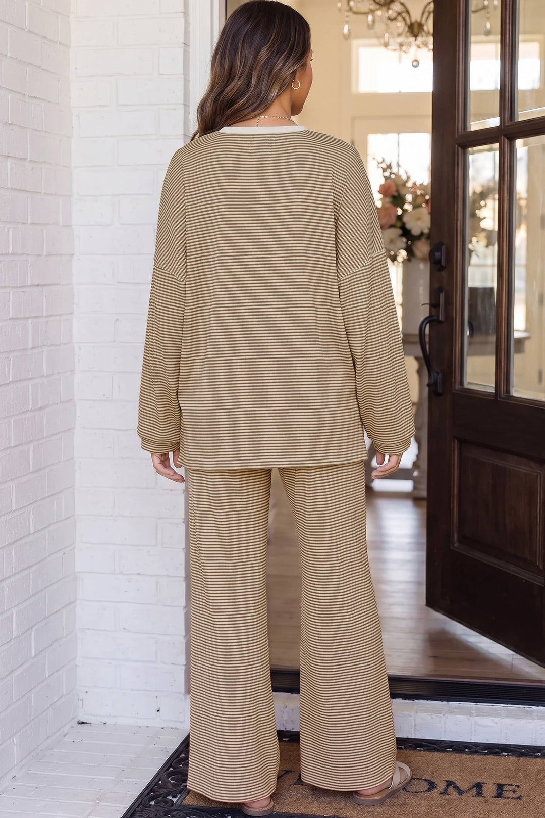 Sleepwear & Loungewear - Striped Oversize 2pcs Casual Shift Lounge Set - - Cultured Cloths Apparel