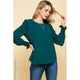 Women's Long Sleeve - Solid Top with Detailed Ruffle Shoulder - Hunter Green - Cultured Cloths Apparel