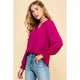 Women's Long Sleeve - Solid Top with Ruffled V Neck Details -  - Cultured Cloths Apparel