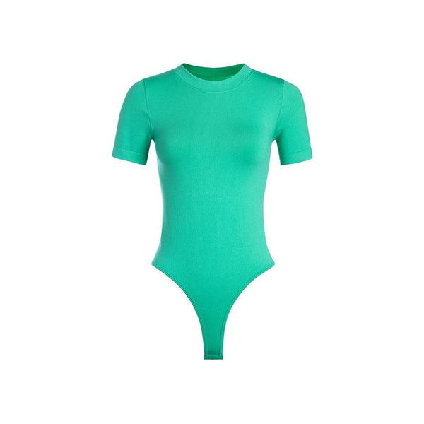 Athleisure - Short Sleeve Smooth Tee Bodysuit - Kelly Green - Cultured Cloths Apparel