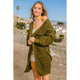 Outerwear - Twist Knitted Open Front Cardigan With Pockets - OLIVE - Cultured Cloths Apparel