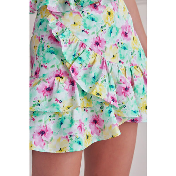 Women's Skirts - Flower Print Ruffle Skirt -  - Cultured Cloths Apparel