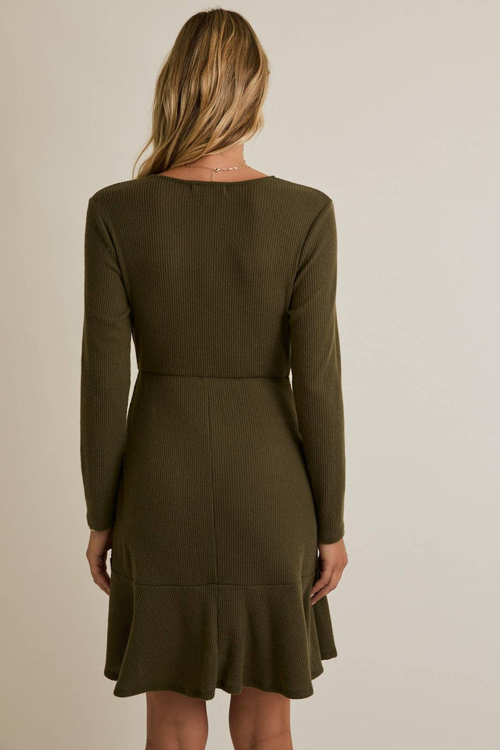 Women's Dresses - SURPLICE LONG SLEEVE O-RING TRIM MINI DRESS - - Cultured Cloths Apparel